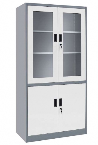 Tủ văn phòng loại cao 1800mm 2 cửa kiếng+ 2 cửa sắt - tu van phong loai cao 1800mm 2 cua kieng+ 2 cua sat